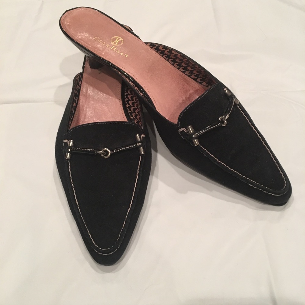 Cole Haan Black Suede Mules Size 8 1/2